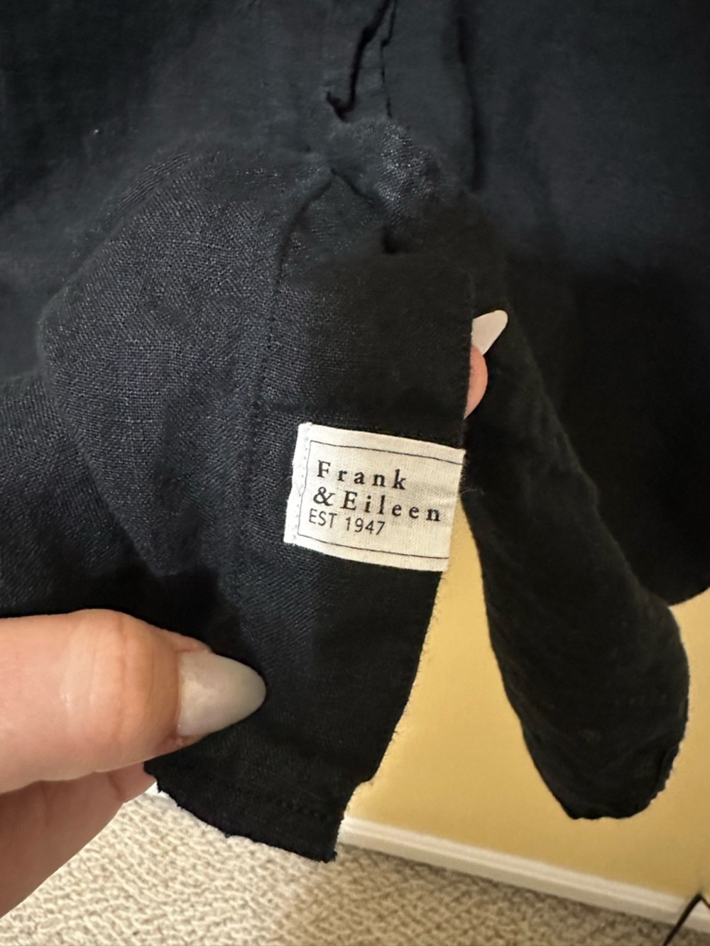 Frank & Eileen Linen Mackenzie Button Up Shirt OS Oversized Women Black - Picture 10 of 11